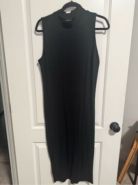 Who What Wear Black Sleeveless Mock Neck Maxi Dress size L